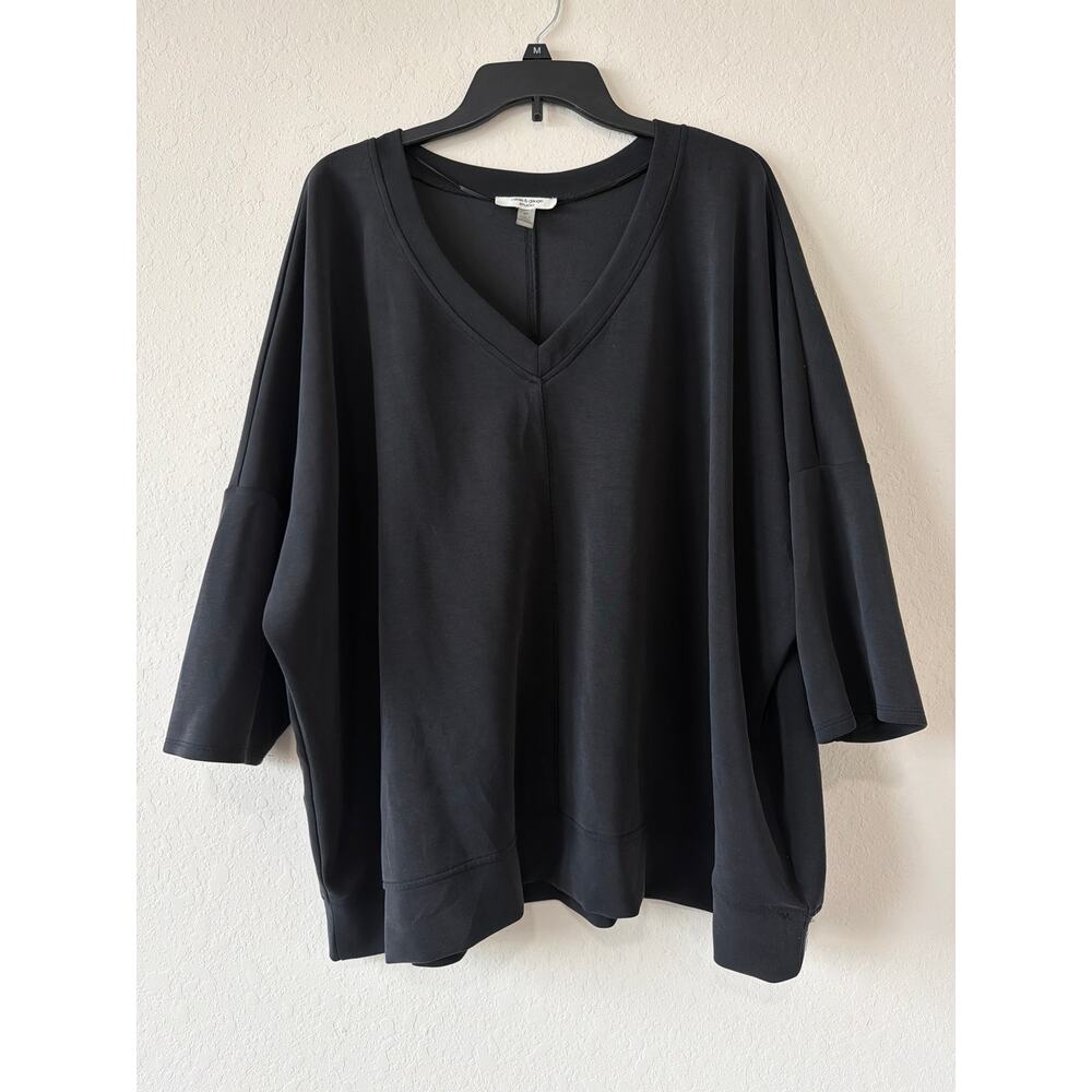 Cable & Gauge Black Butter Soft Sweatshirt Womens Plus Size 3X Loungewear